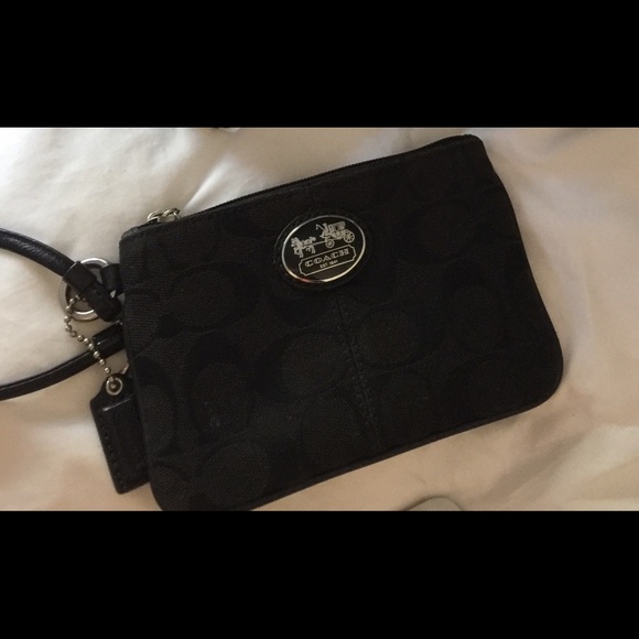 Coach Handbags - Authentic Signature Black Coach Wristlet